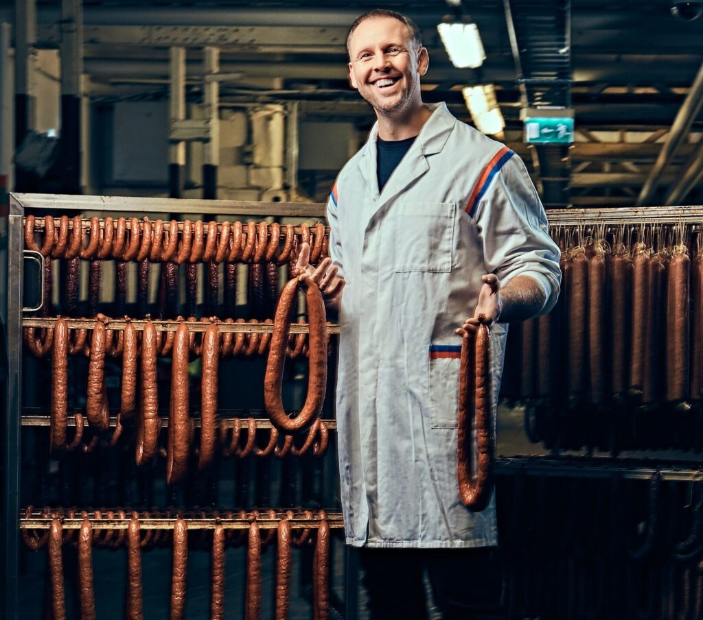 A man in sausage storage.
